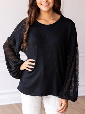 Southern Grace Black Long Sleeve Top